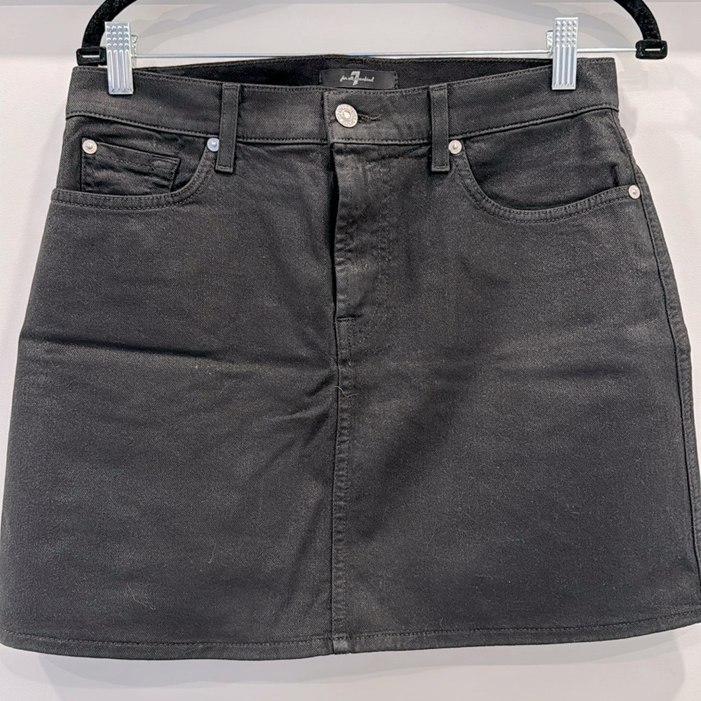 Seven Waxed Denim Mini Skirt